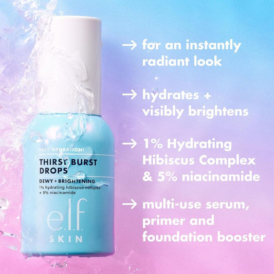 ELF Skin Holy Hydration Thirst Burst Drops Serum 30ml | Dewy + Brightening