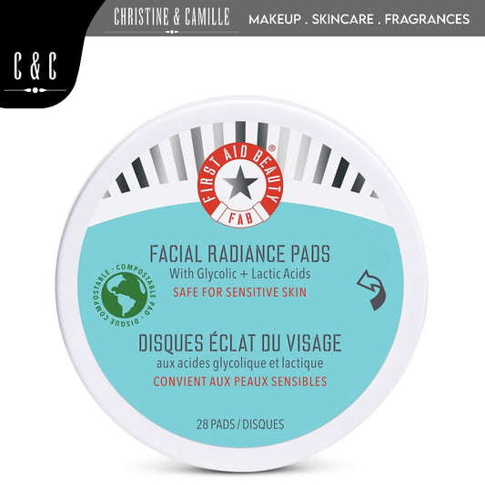 First Aid Beauty Facial Radiance Pads 28 Pads | With Glycolic + Lactic Acid